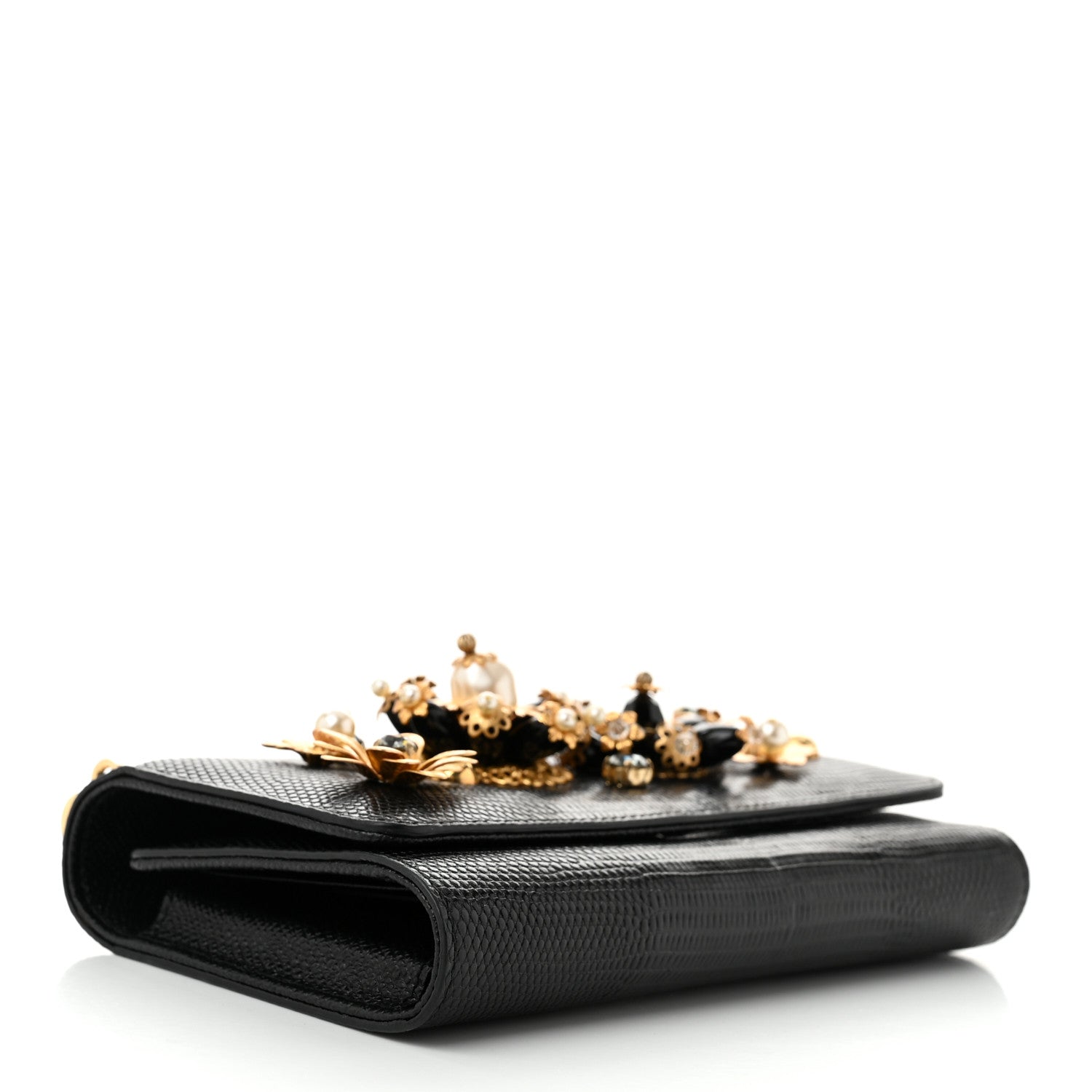 Dolce & Gabbana Stampa Iguana Mini Miss Sicily Chain Phone Case Wallet Black 4 of 11