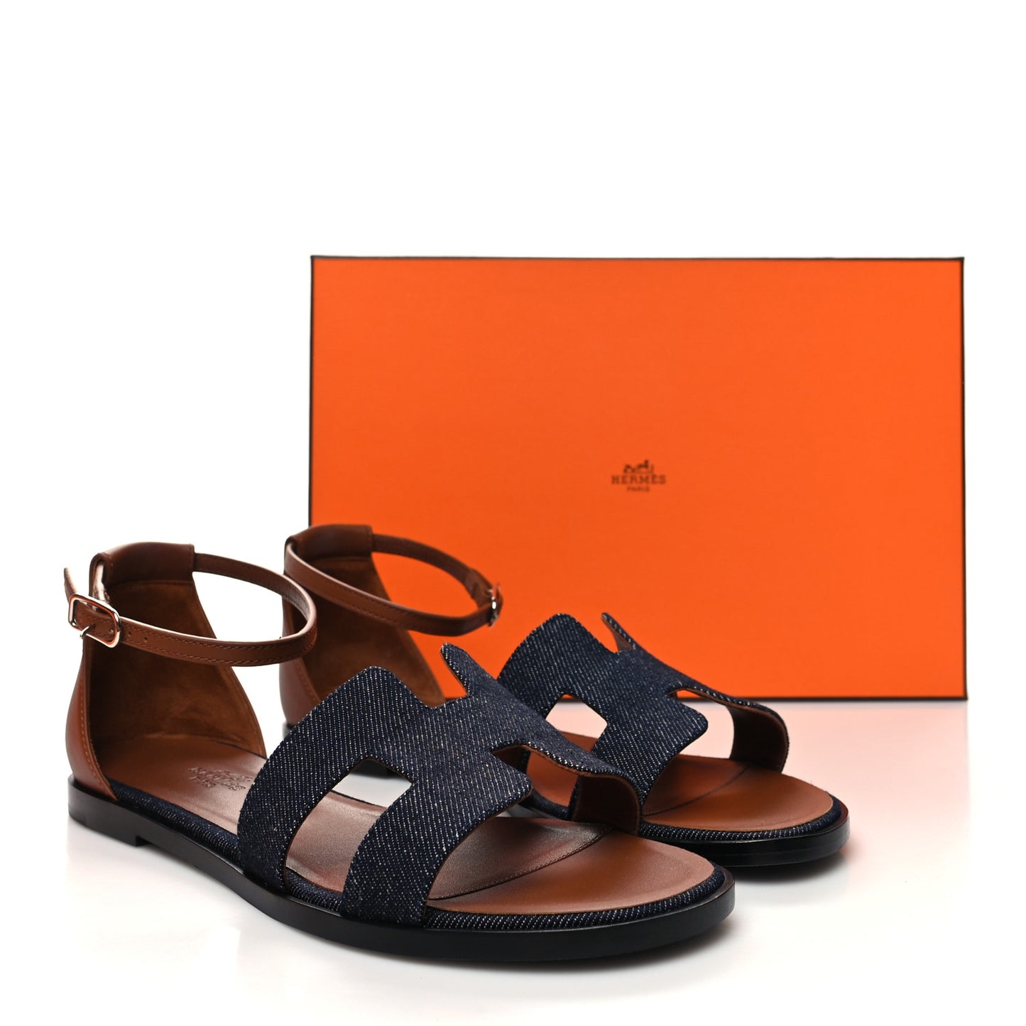 Denim Santorini Sandals 39 Bleu Brut Gold