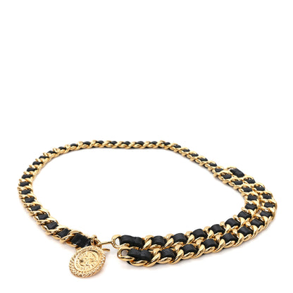 Chanel Lambskin Chain CC Medallion Belt Black Gold 1 of 3