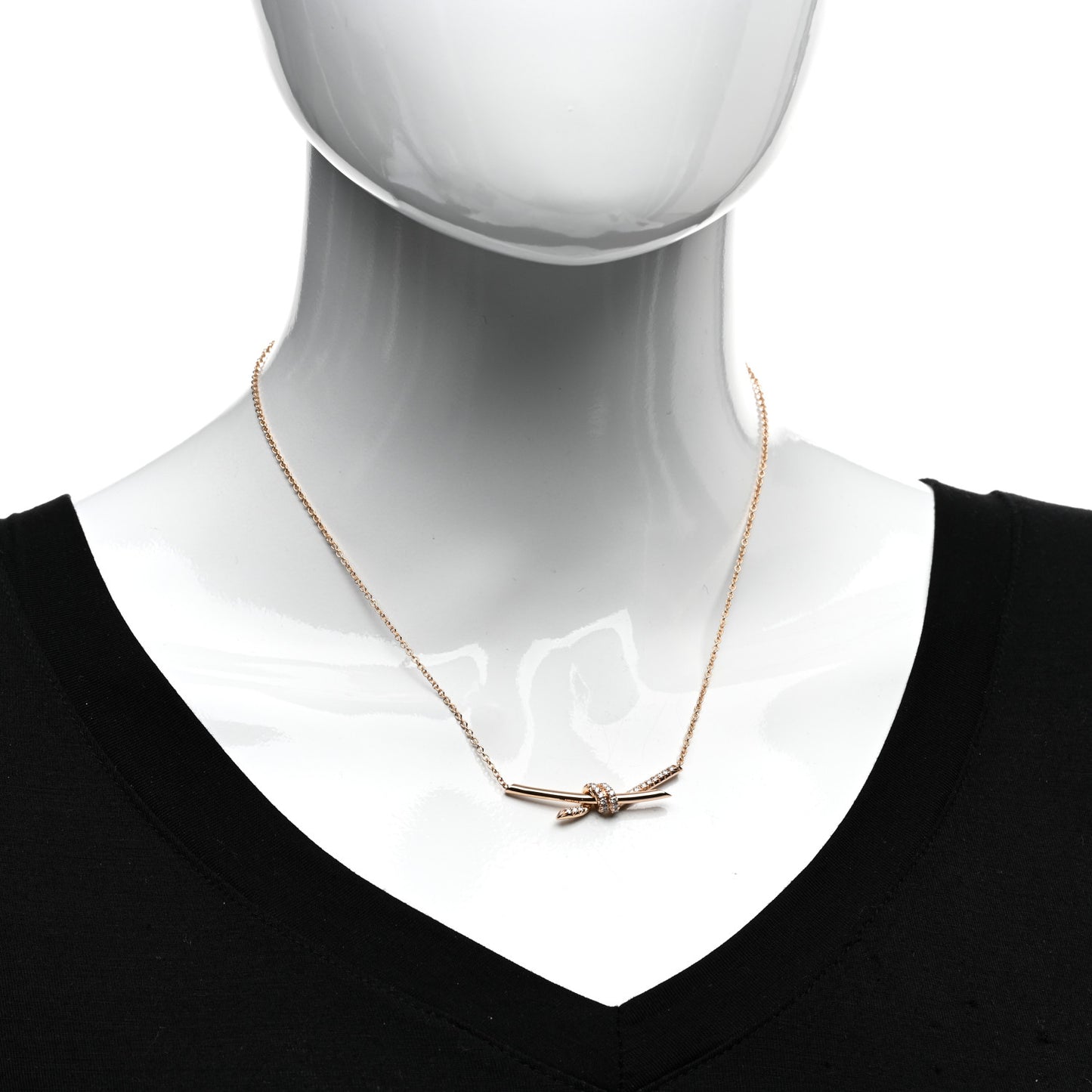 18K Rose Gold Diamond Knot Necklace