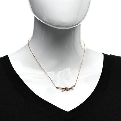 Tiffany 18K Rose Gold Diamond Knot Necklace 2 of 5