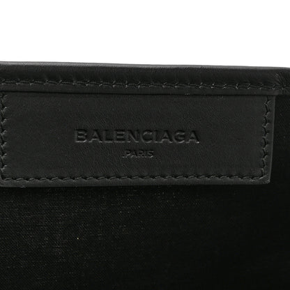 Balenciaga Cotton Canvas Satin Calfskin S Navy Cabas Natural Black 7 of 11