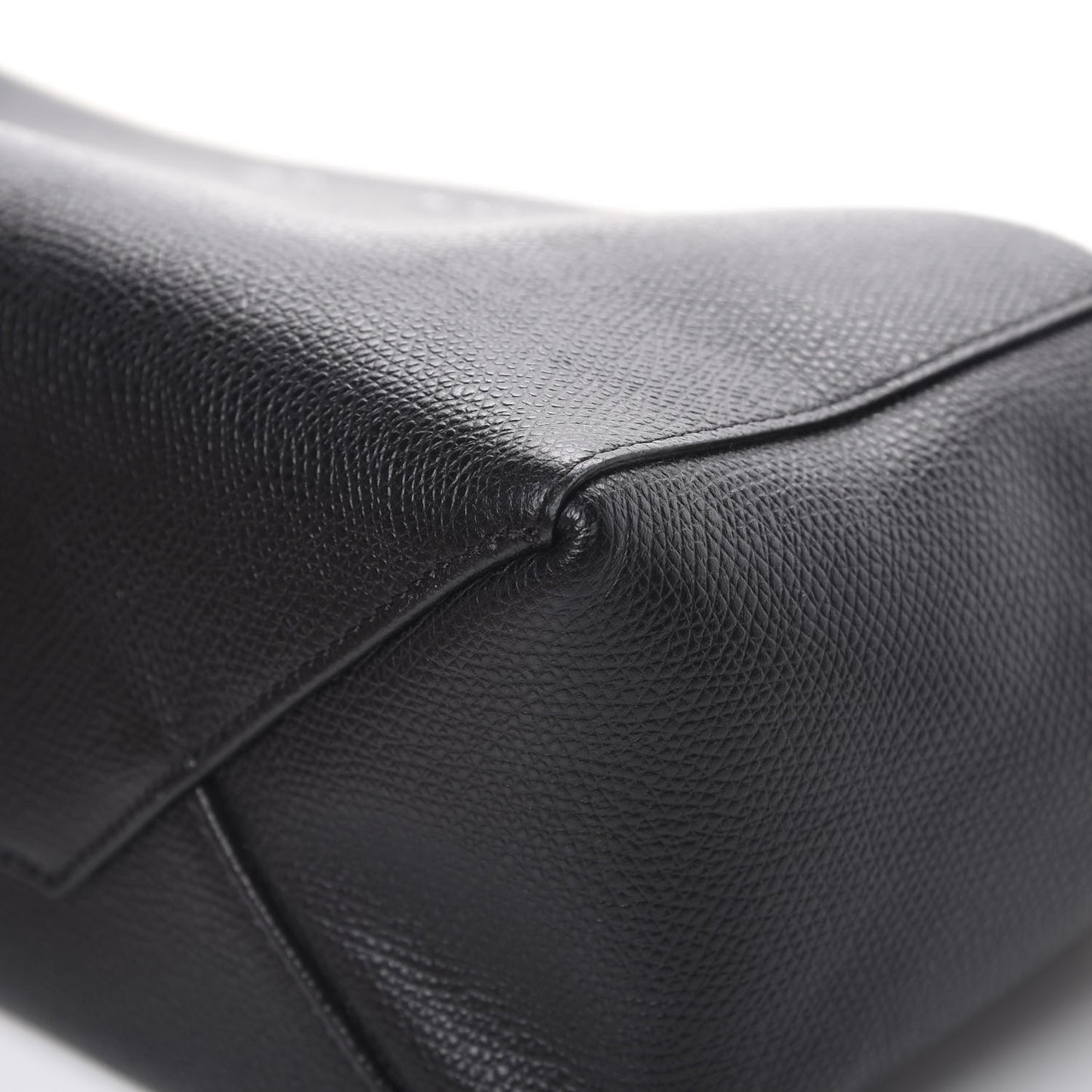Grained Calfskin Small Vertical Bi-Cabas Cream Black