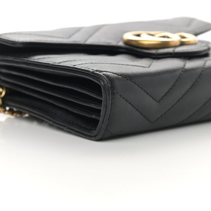 Gucci Calfskin Matelasse GG Marmont Chain Wallet Black 9 of 14