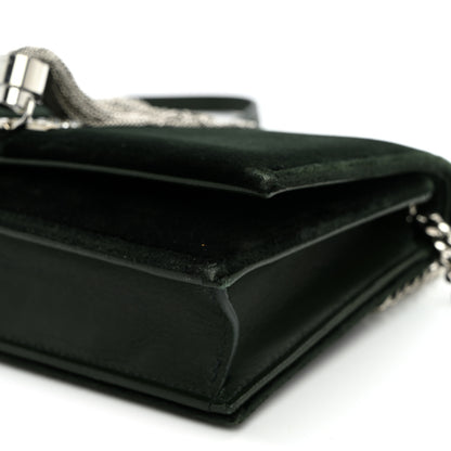 Saint Laurent Velvet Crystal Monogram Kate Tassel Chain Wallet Dark Green 9 of 9
