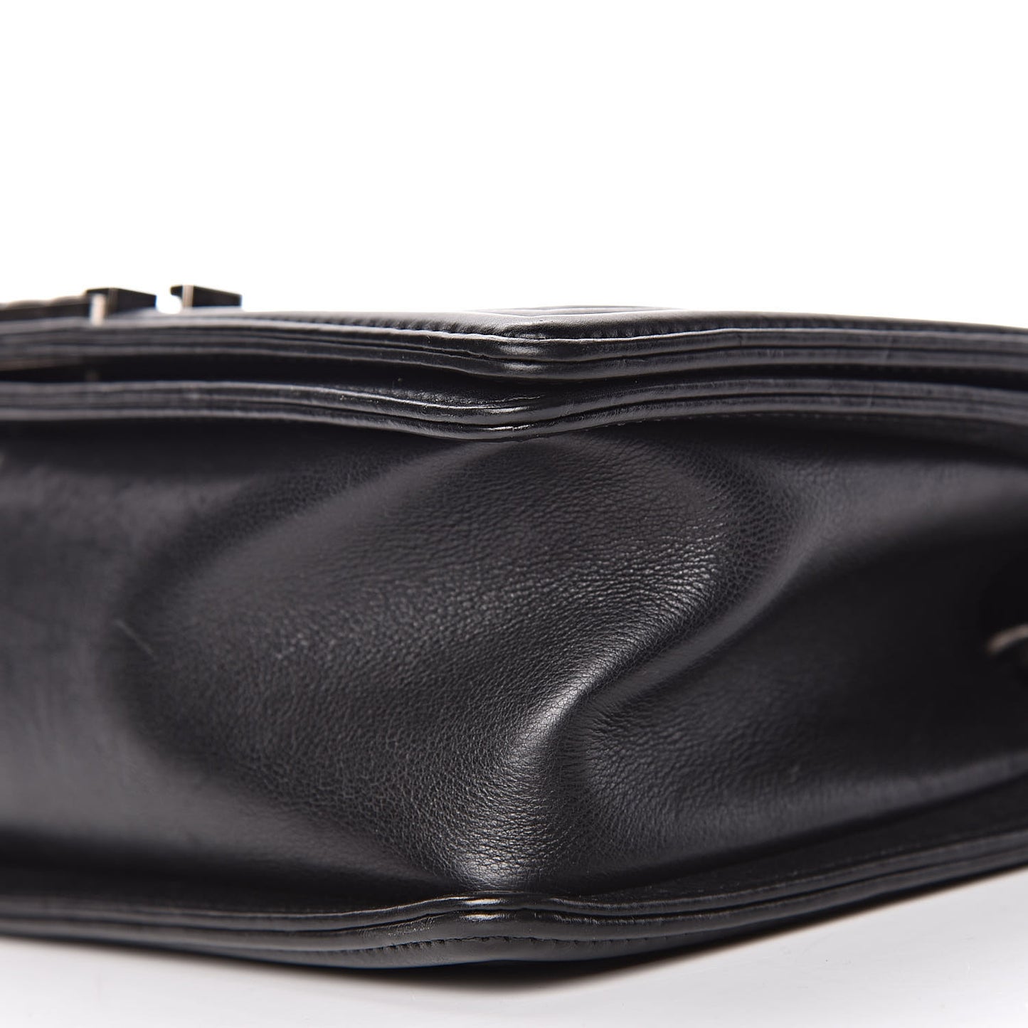 Calfskin Double Stitch Medium Boy Flap Black
