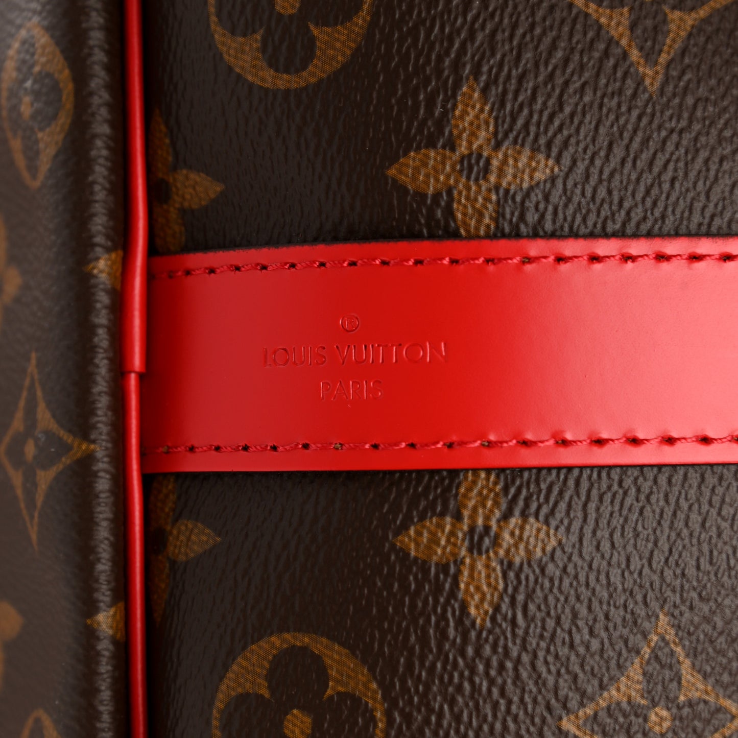 Calfskin Monogram Keepall Bandouliere 50 Coquelicot