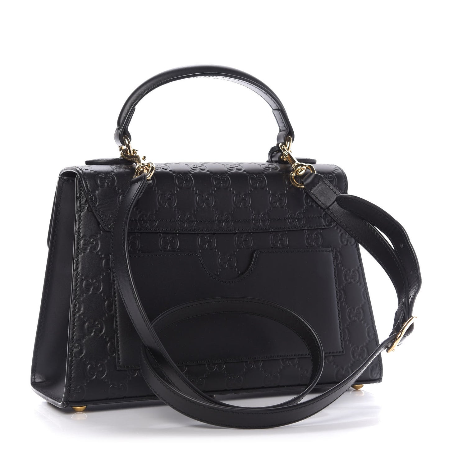 Guccissima Signature Small Padlock Top Handle Bag Black