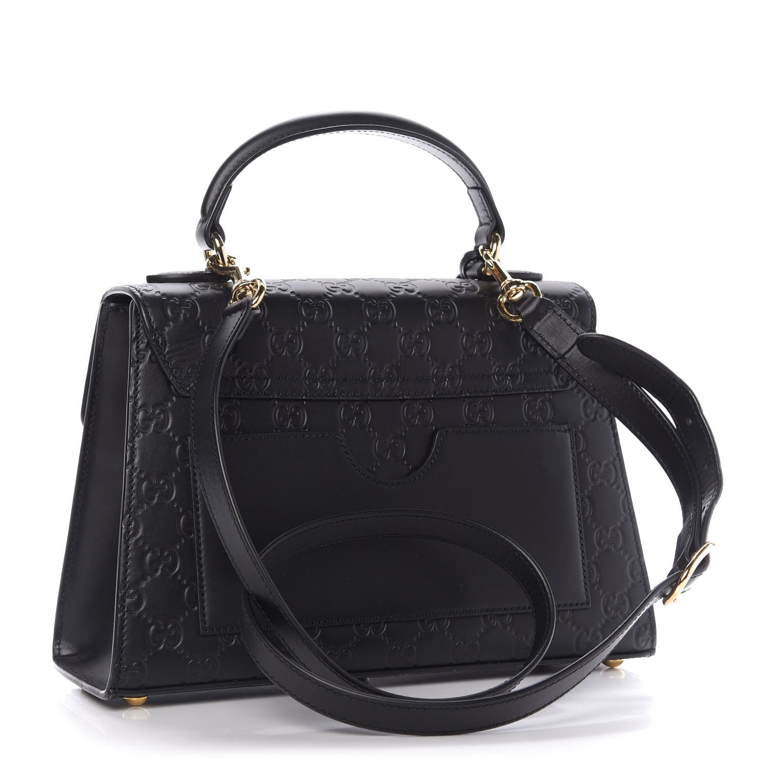 Gucci Guccissima Signature Small Padlock Top Handle Bag Black 3 of 9