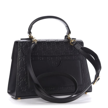 Gucci Guccissima Signature Small Padlock Top Handle Bag Black 3 of 9