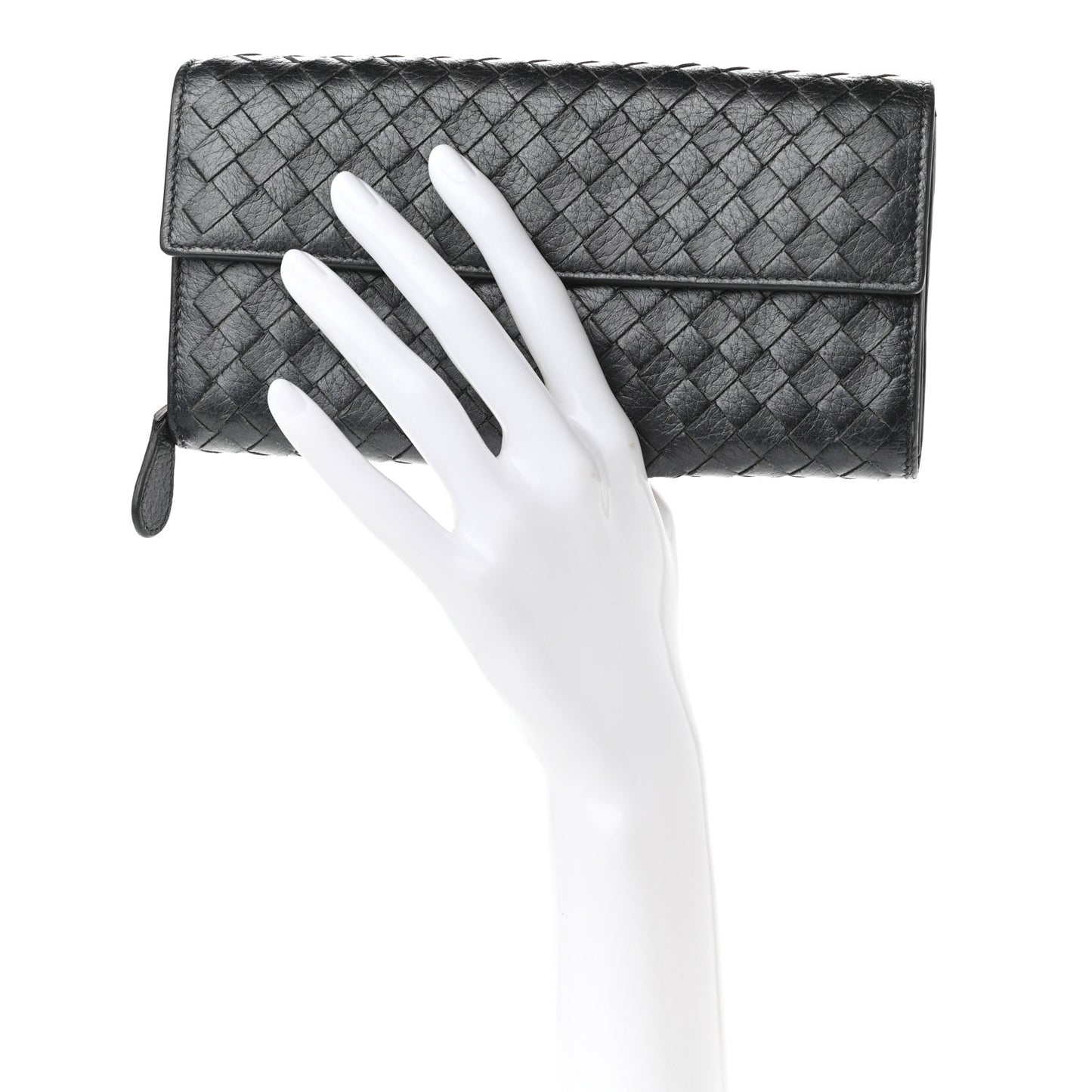 Cervo Intrecciato Continental Flap Wallet Gunmetal