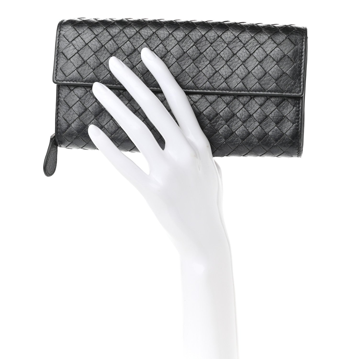 Bottega Veneta Cervo Intrecciato Continental Flap Wallet Gunmetal 2 of 8