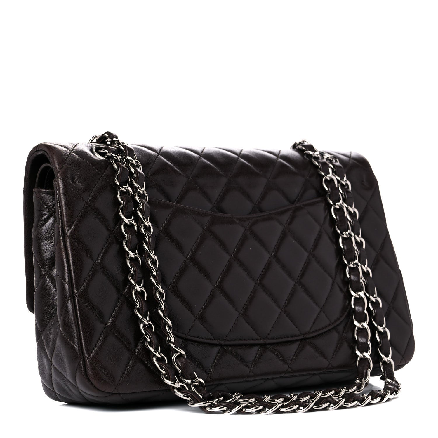 Chanel Lambskin Quilted Medium Double Flap Dark Brown 3 of 18
