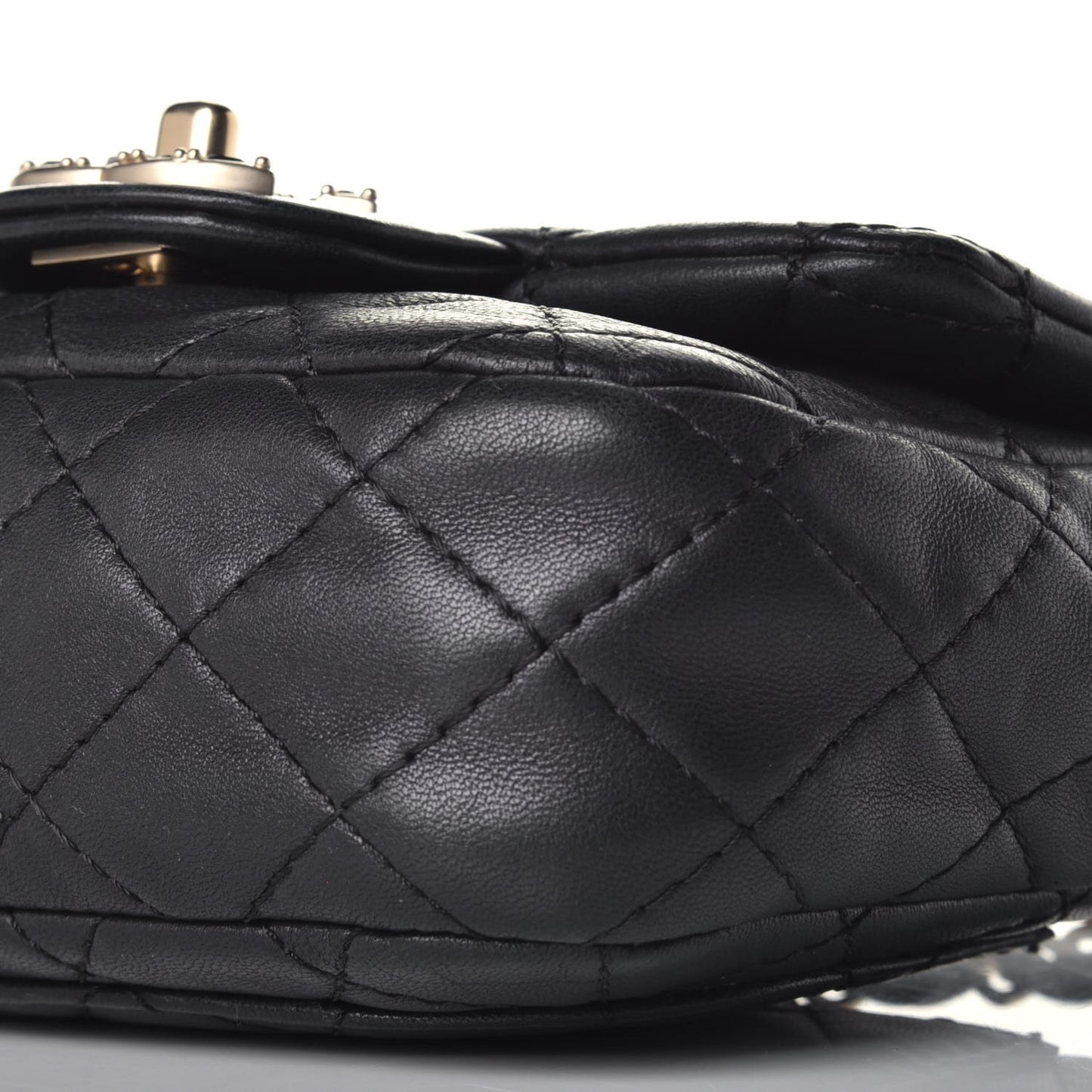 Lambskin Quilted Precious Jewel Mini Square Flap Black