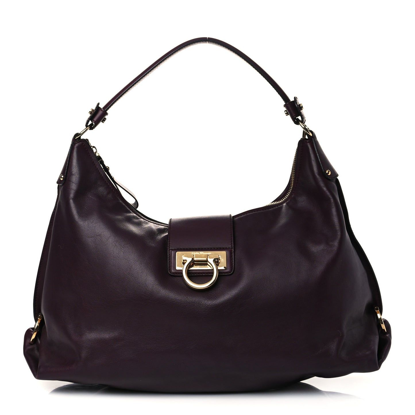 Calfskin Fanisa Gancini Hobo Plum