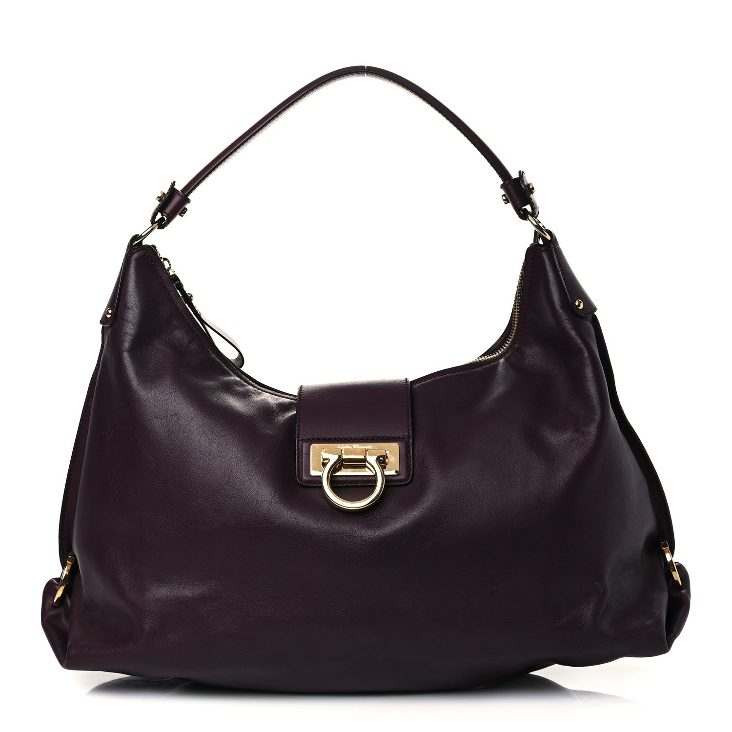 Salvatore Ferragamo Calfskin Fanisa Gancini Hobo Plum 1 of 6