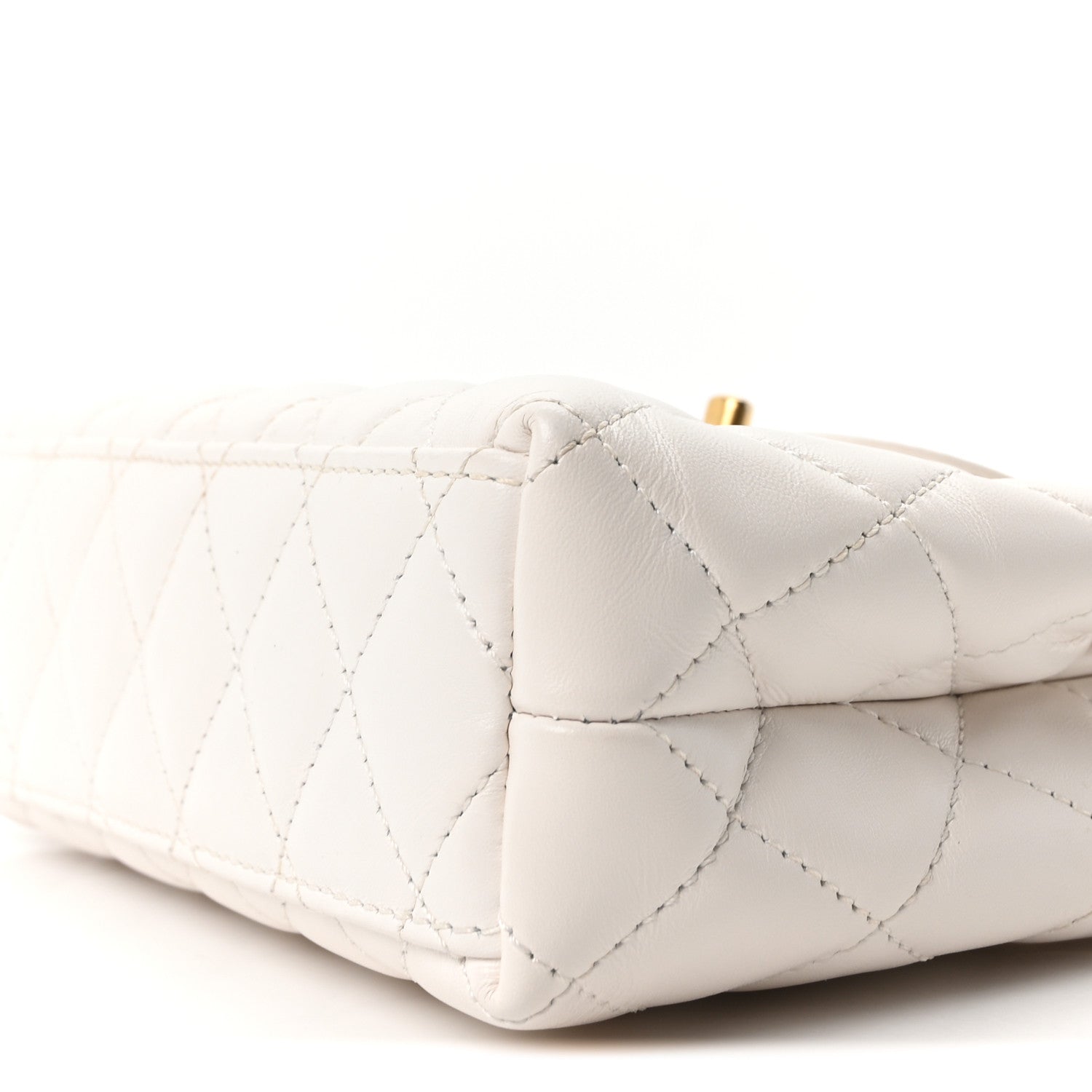 Chanel Shiny Aged Calfskin Quilted Nano Kelly Shopper White 10 of 11