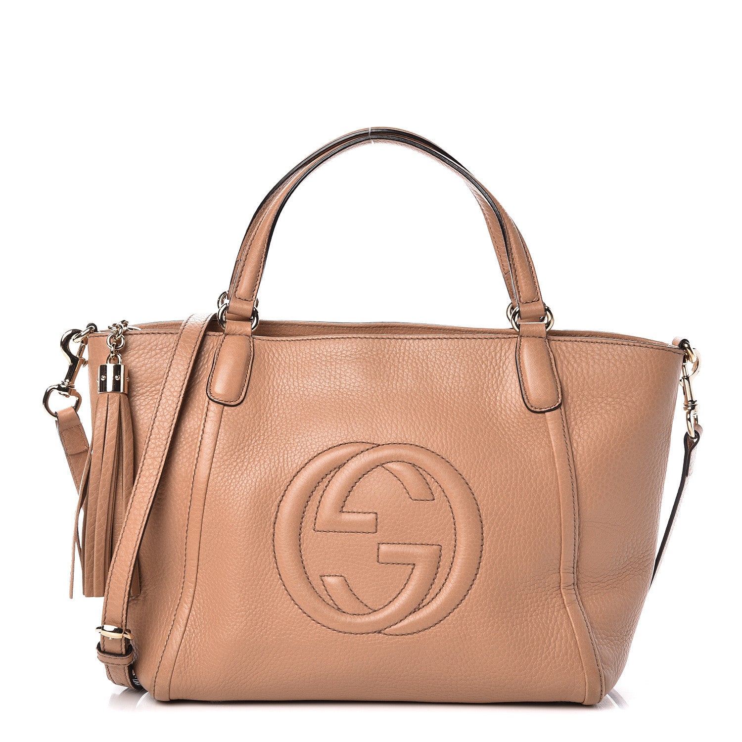 Gucci Pebbled Calfskin Small Soho Top Handle Bag Camelia 1 of 11
