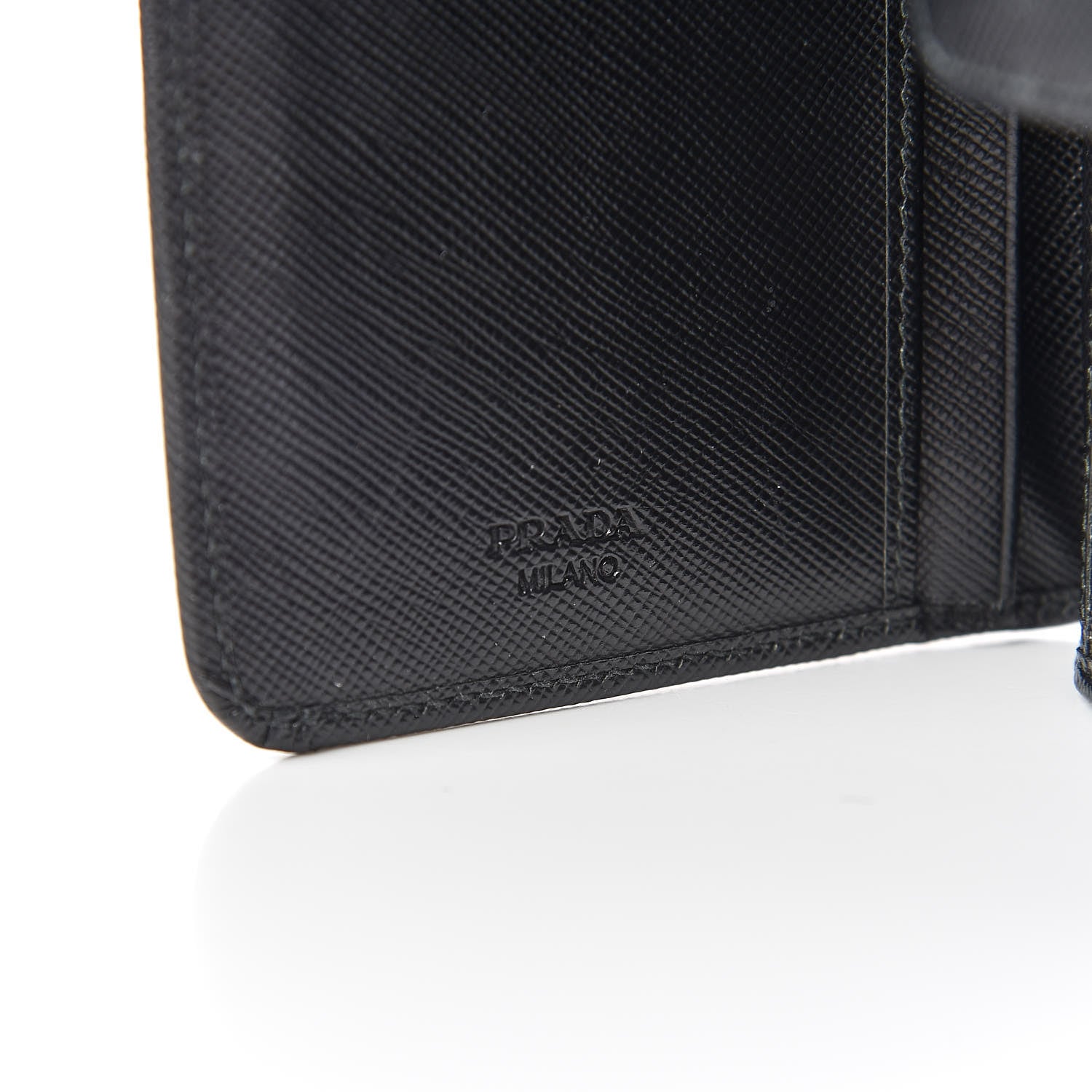 Prada Saffiano Metal Compact Wallet Black 7 of 13