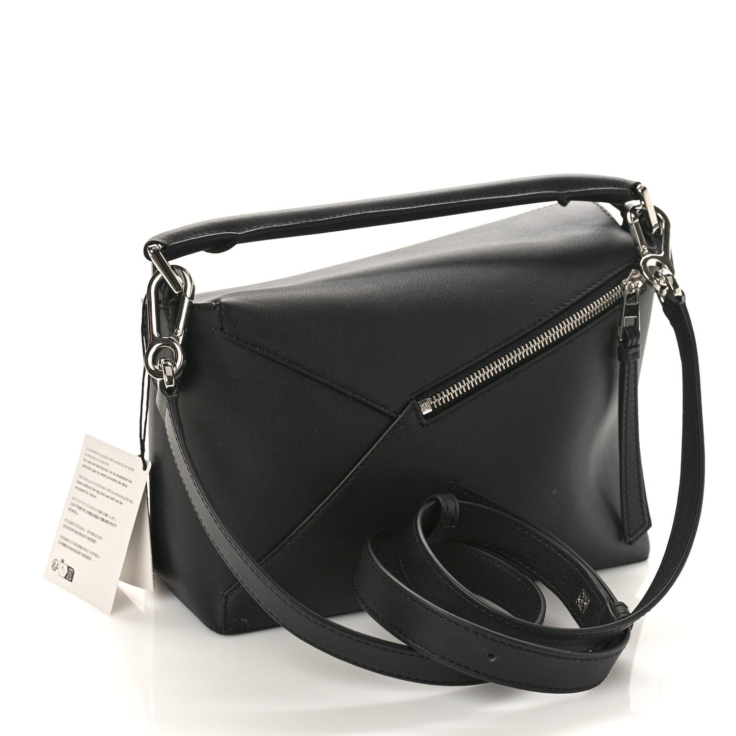 Calfskin Small Puzzle Edge Bag Black