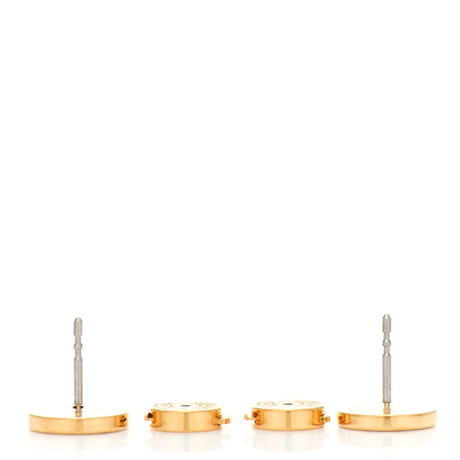 Hermes Enamel Alphabet Round Earrings Pink Gold 3 of 5