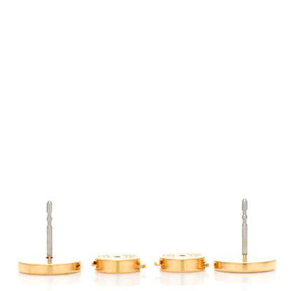 Hermes Enamel Alphabet Round Earrings Pink Gold 3 of 5