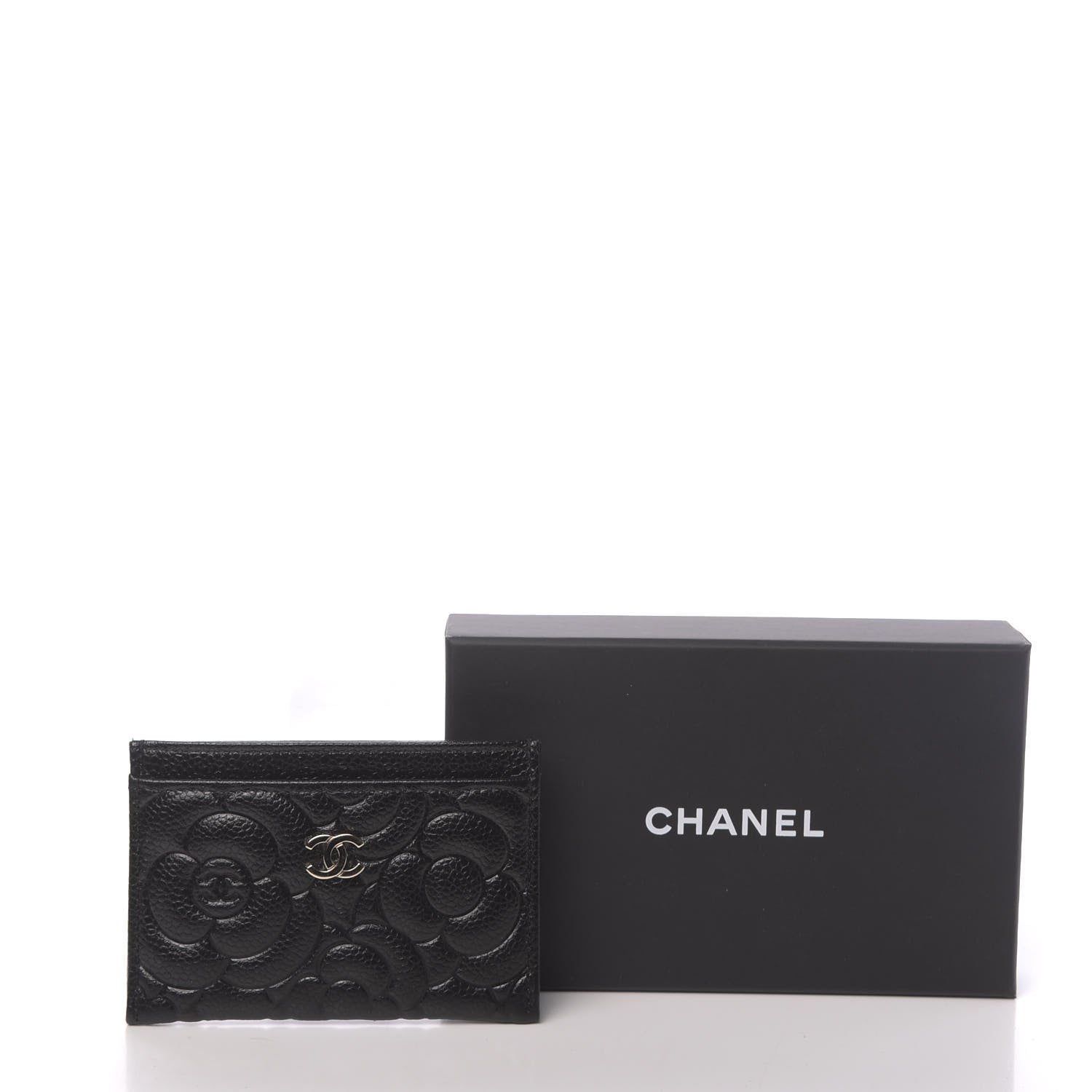 Chanel Caviar Camellia Embossed Card Holder Black 9 of 9