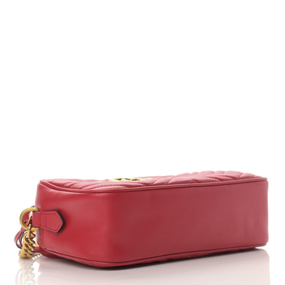 Gucci Calfskin Matelasse Small GG Marmont Chain Shoulder Bag Hibiscus Red 4 of 10