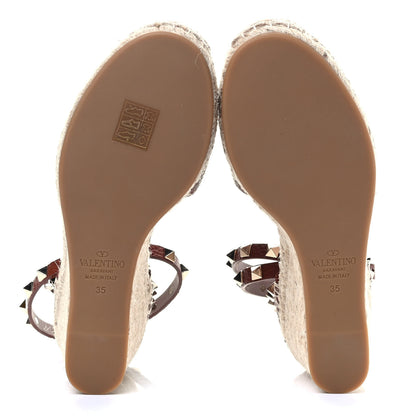 Valentino Garavani Grained Calfskin Rockstud Ankle Wrap Espadrille 15/85mm Wedges 35 Cuoio 4 of 6