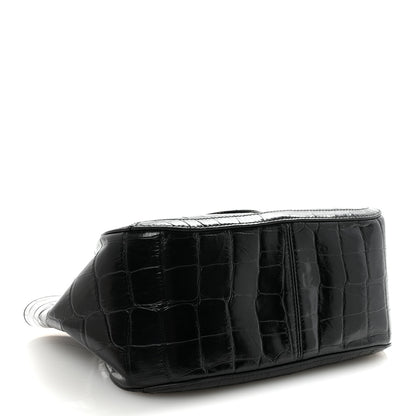 Versace Calfskin Crocodile Embossed Small Greca Goddess Shoulder Bag 4 of 9