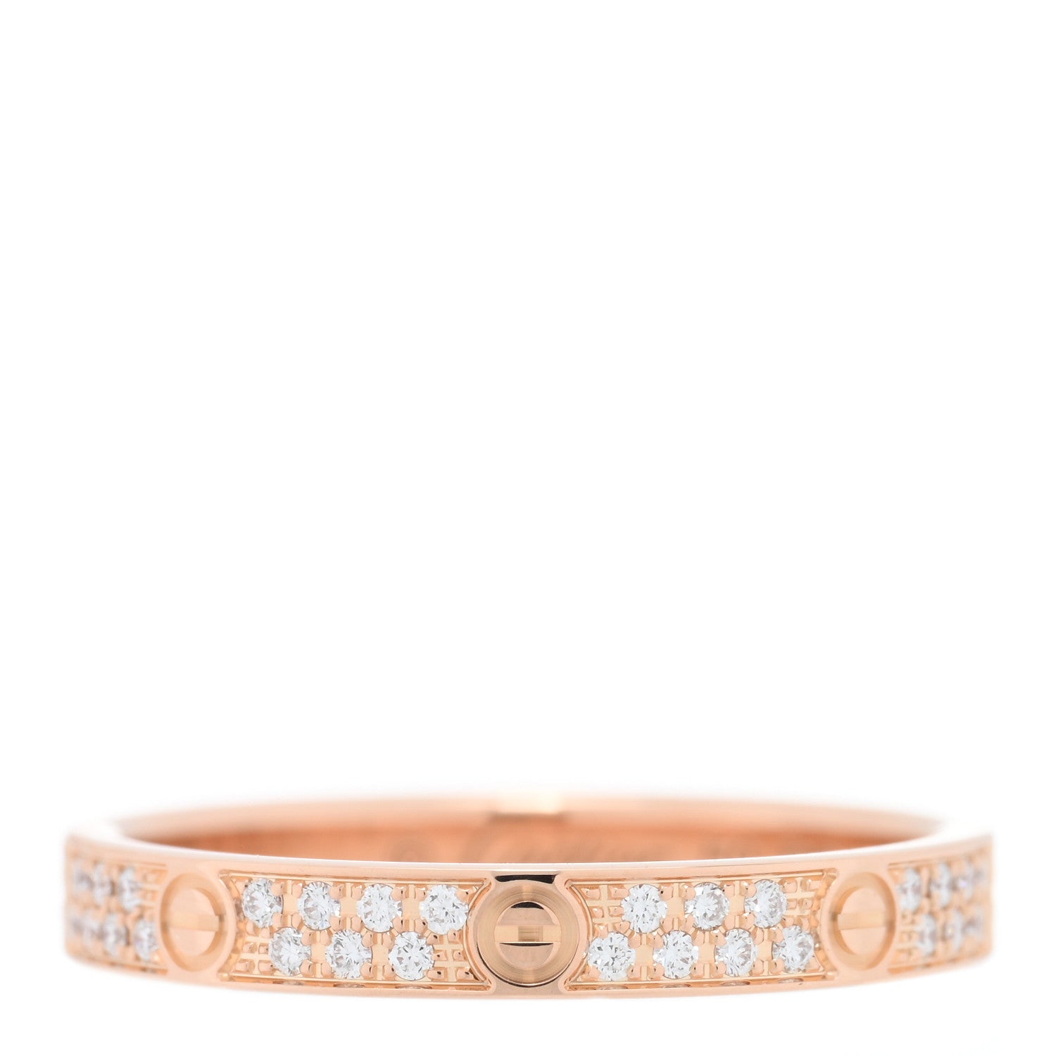 Cartier 18K Pink Gold Diamond 2.6mm LOVE Paved Band Ring 50 5.25 1 of 5