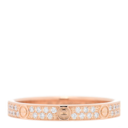 Cartier 18K Pink Gold Diamond 2.6mm LOVE Paved Band Ring 50 5.25 1 of 5