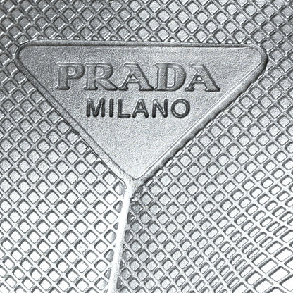 Prada Spazzolato Triangle Logo Pointed Toe 45mm Slingback Pumps 38 Argento 6 of 7