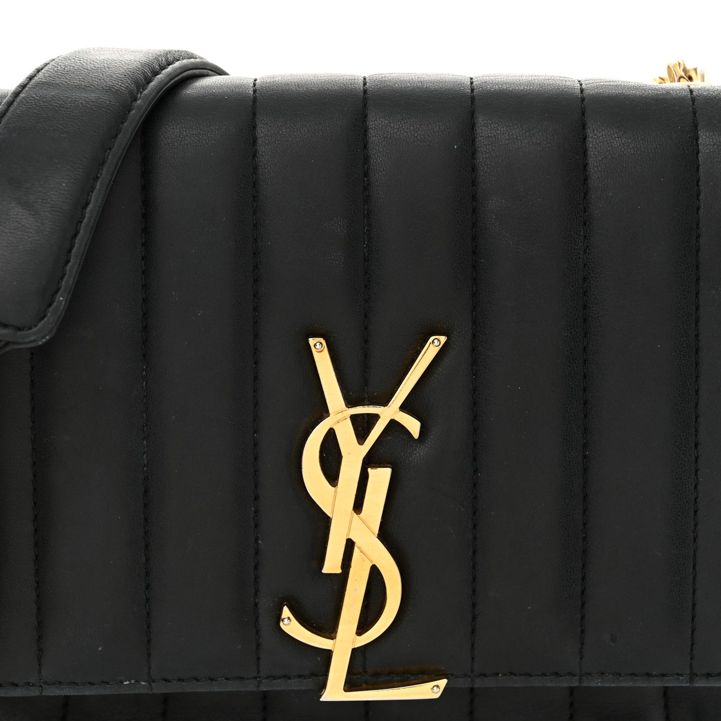 Lambskin Matelasse Monogram Medium Vicky Chain Bag Black