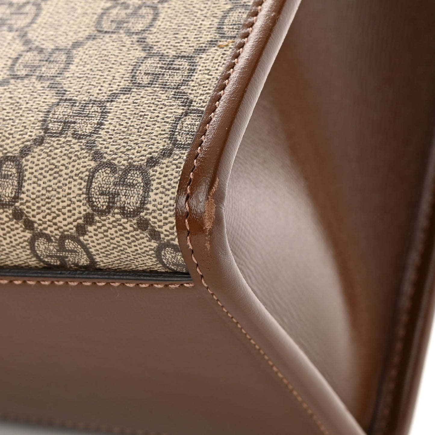 GG Supreme Monogram Azalea Calfskin Small Retro Interlocking G Tote Bag Beige Ebony Brown Sugar