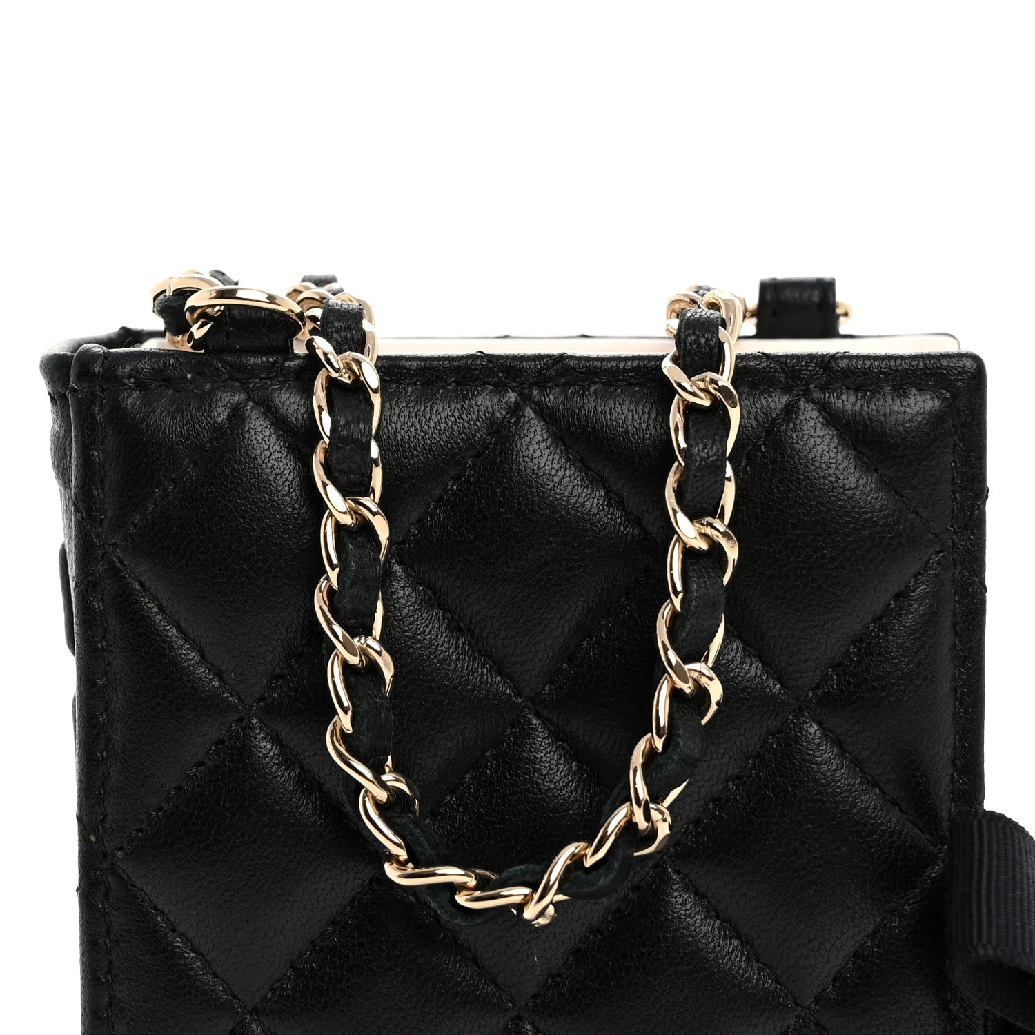 Chanel Lambskin Quilted Book Card Holder on Chain Black 9 of 14