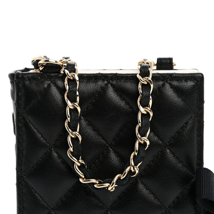 Chanel Lambskin Quilted Book Card Holder on Chain Black 9 of 14