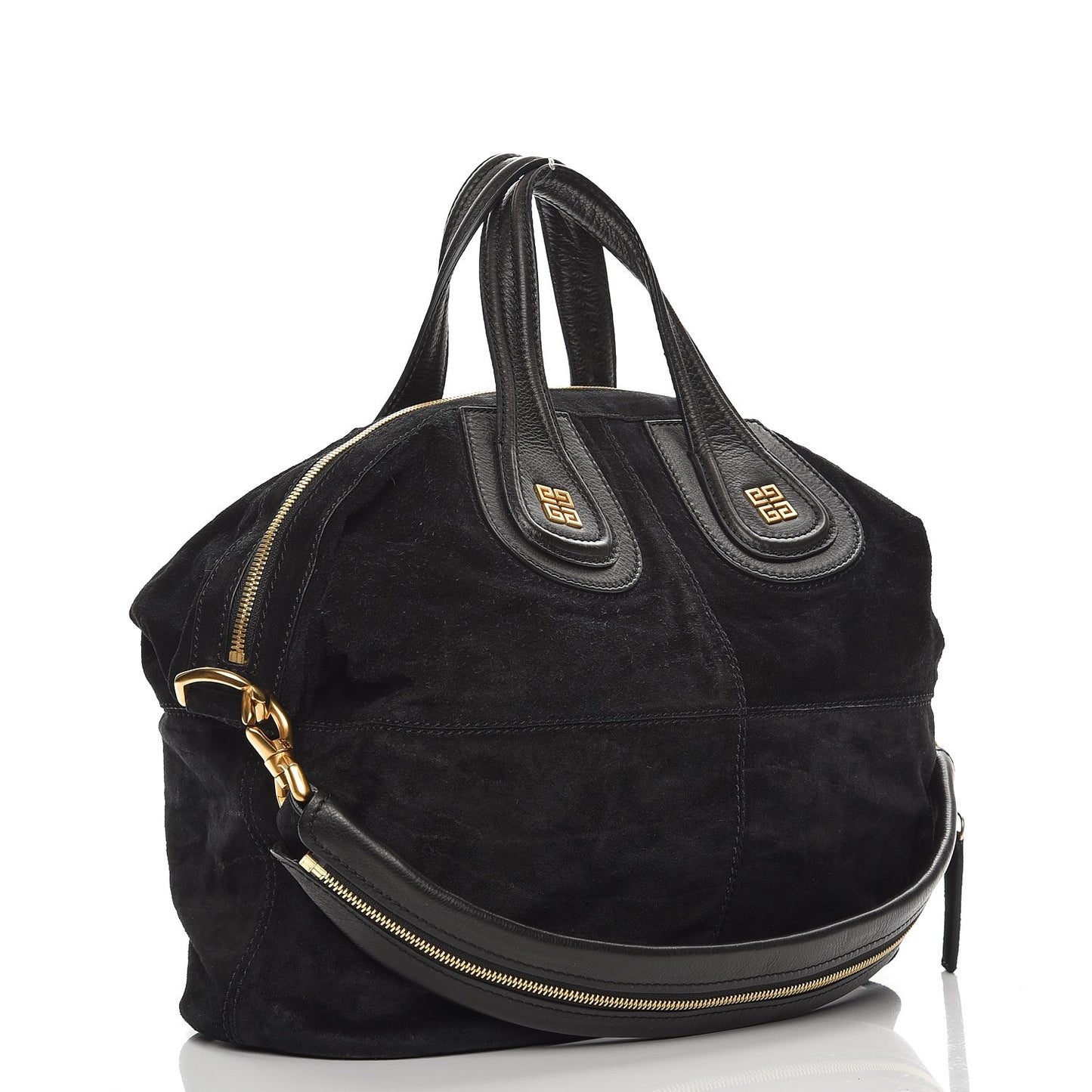 Textured Calfskin Suede Medium Nightingale Black