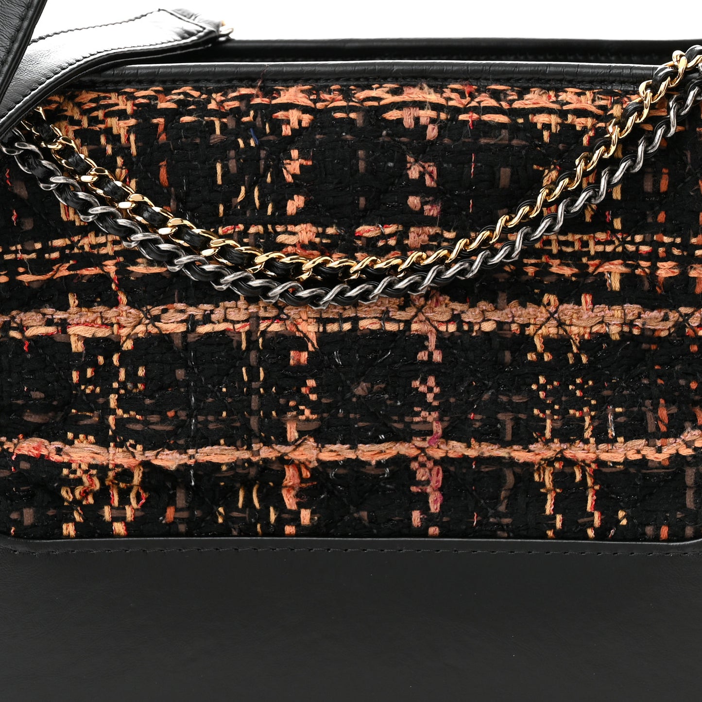 Tweed Calfskin Medium Gabrielle Hobo Black Brown