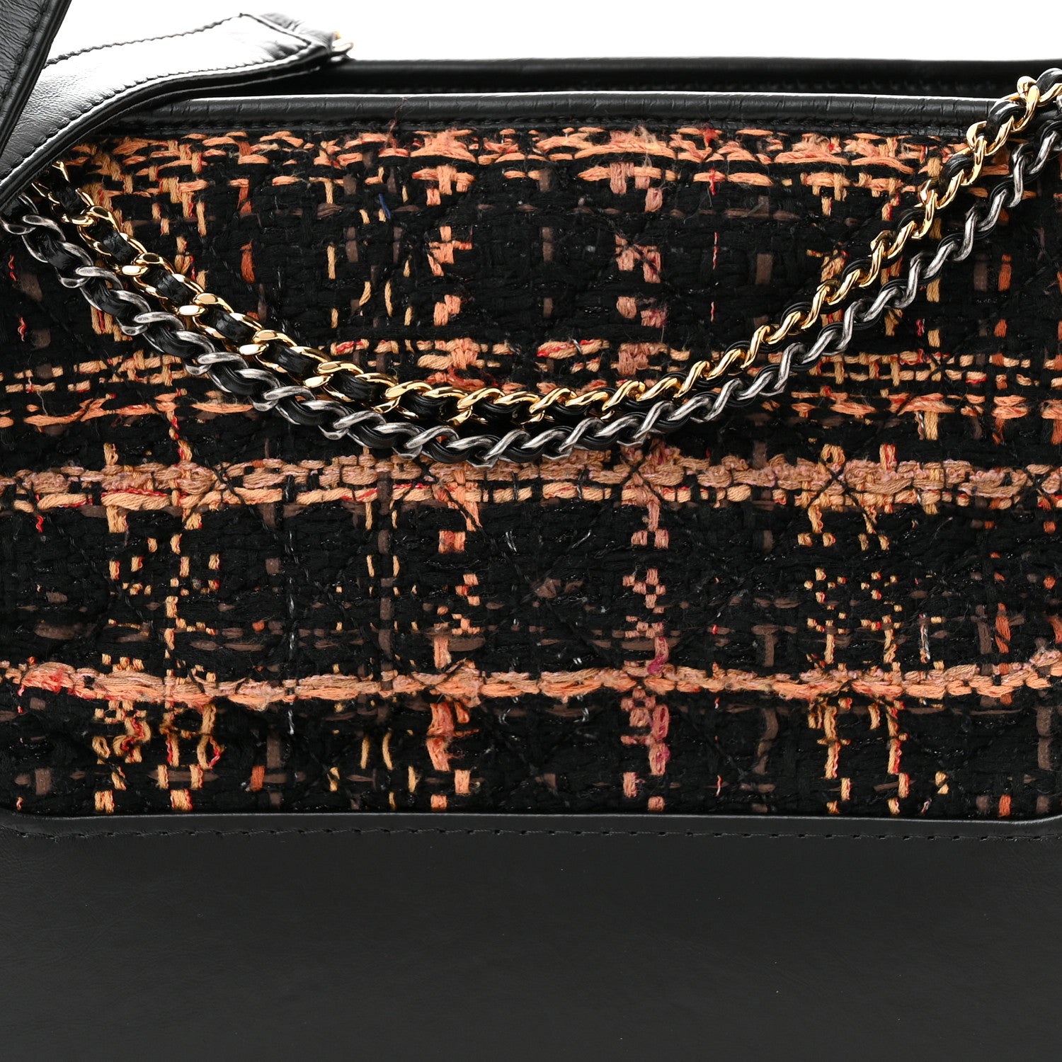 Chanel Tweed Calfskin Medium Gabrielle Hobo Black Brown 8 of 10