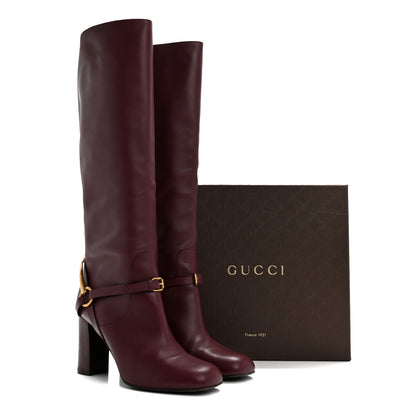 Gucci Calfskin Lifford Knee High Boots 40 Classic Burgundy 16 of 16