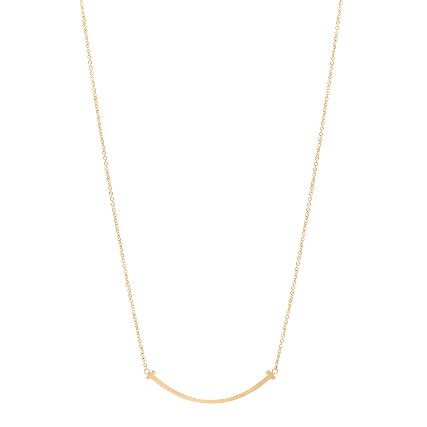 18K Yellow Gold Small T Smile Pendant Necklace