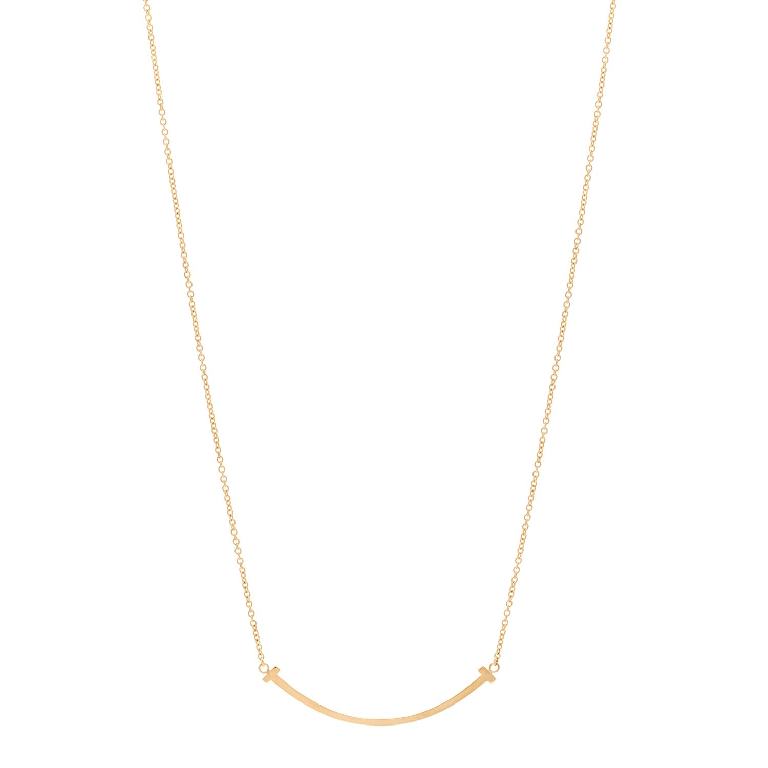 Tiffany 18K Yellow Gold Small T Smile Pendant Necklace 1 of 5