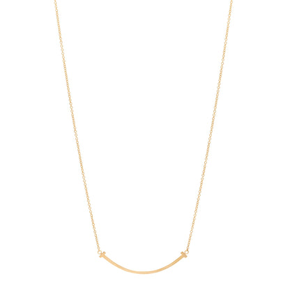 Tiffany 18K Yellow Gold Small T Smile Pendant Necklace 1 of 5