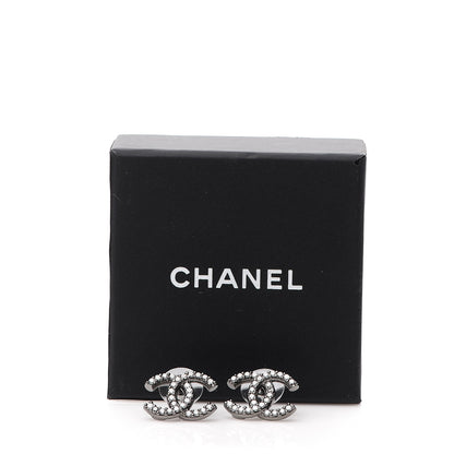 Chanel Crystal CC Earrings Silver 5 of 5