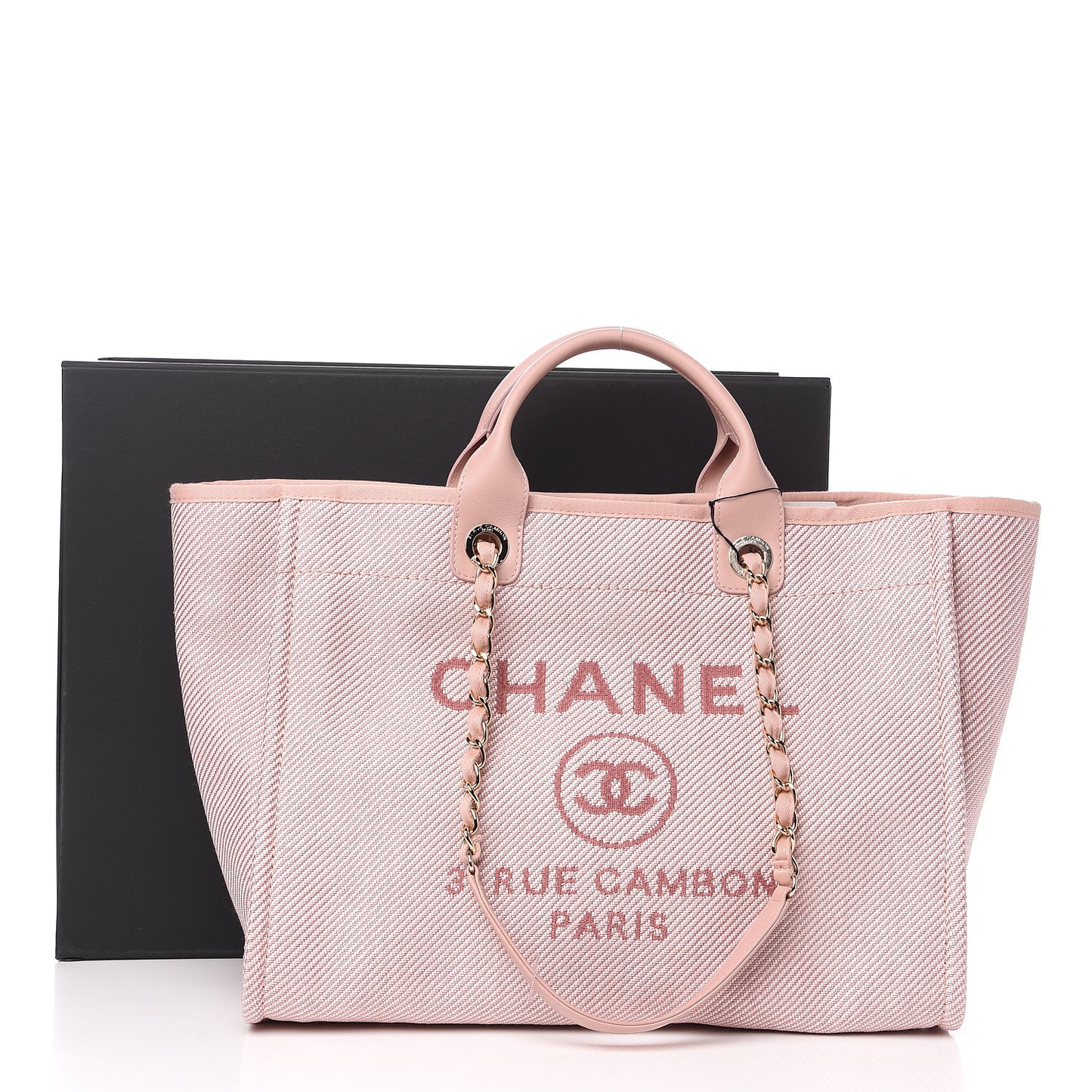 Mixed Fibers Calfskin Medium Deauville Tote Rose Pink
