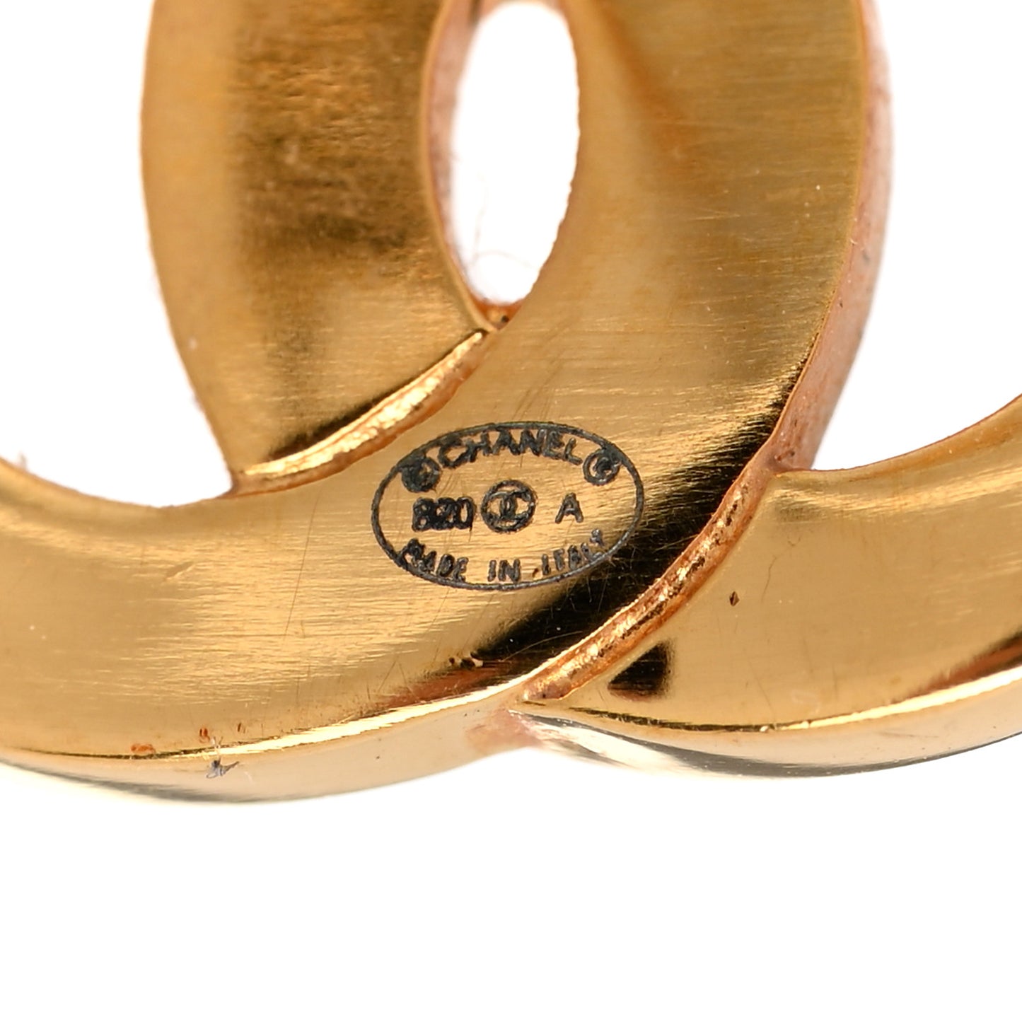 Metal CC Paris Button Stud Earrings Gold