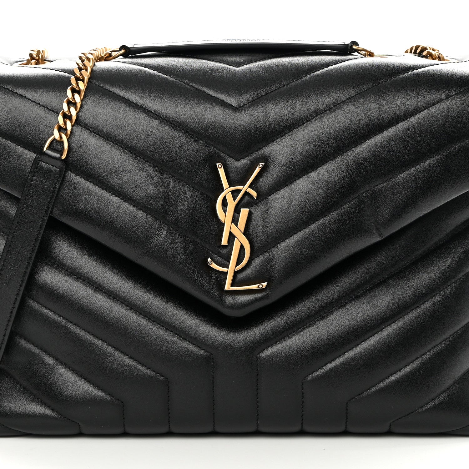 Saint Laurent Calfskin Y Quilted Monogram Medium Loulou Chain Satchel Black 10 of 13