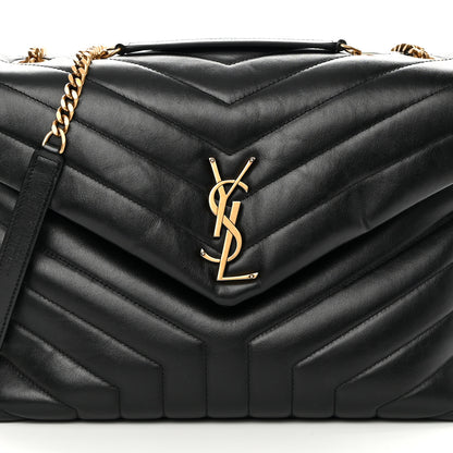Saint Laurent Calfskin Y Quilted Monogram Medium Loulou Chain Satchel Black 10 of 13