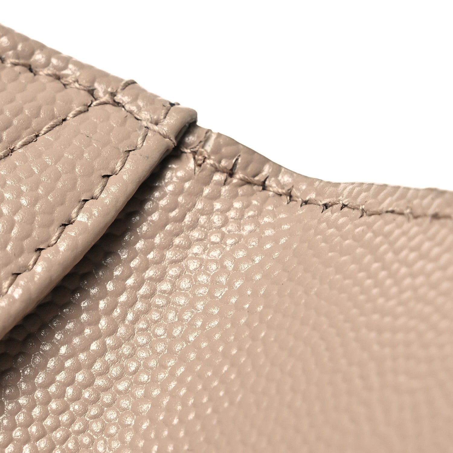 Saint Laurent Grain De Poudre Matelasse Chevron Monogram Compact Wallet Dark Beige 8 of 11